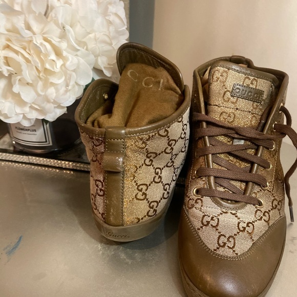 Gucci Shoes - GUCCI Monogram Lauren High Top Sneakers